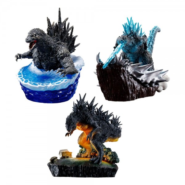 Godzilla Petitrama EX Series Trading Figure 3-Set From Zero To Minus One Set 9 cm