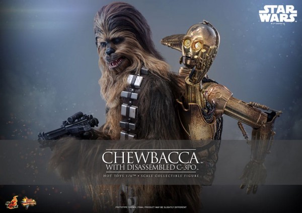 Star Wars Episode V Movie Masterpiece Actionfigur 1/6 Chewbacca with Disassembled C-3PO 36 cm