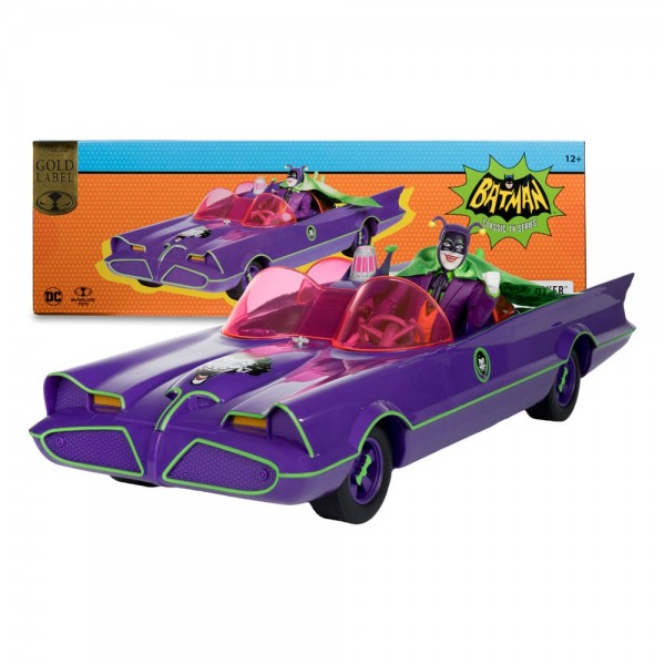 DC Retro Actionfigur Batman 66 Batmobil with Joker (Gold Label) 15 cm