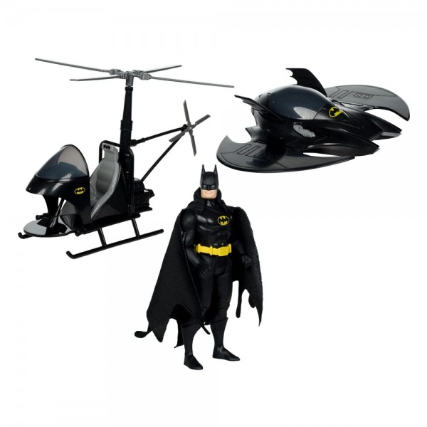 DC Direct Super Powers Actionfiguren 3er Pack Batman (Black Suit), The Whirly &amp; The Batwing (Black)